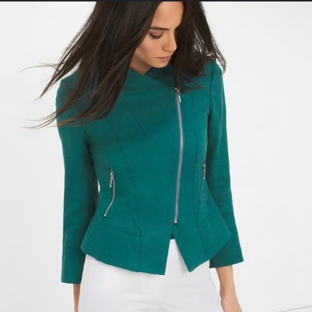 White House Black Market Teal Bomber Jacket